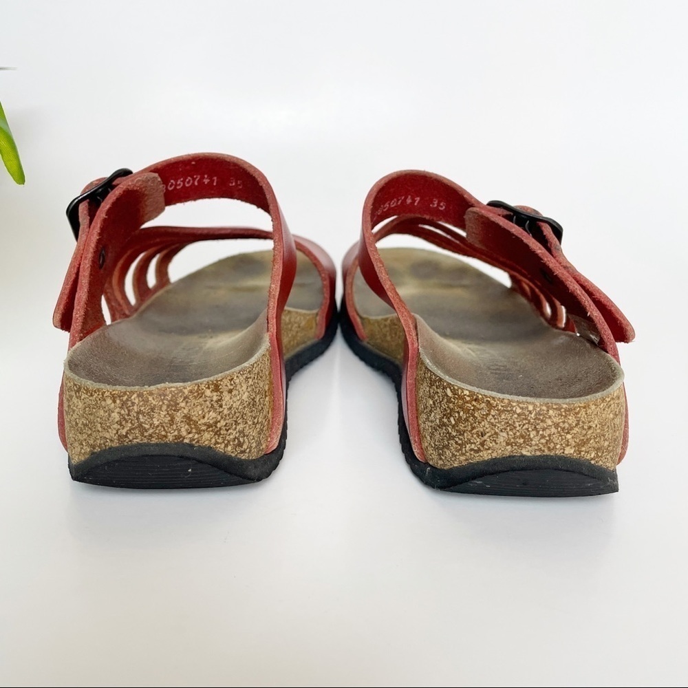 Mephisto Red Leather assymetrical cut-out sandals 35 - Picture 9 of 10